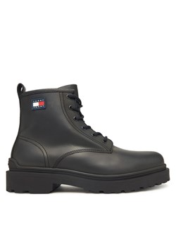 Trzewiki Tommy Jeans Tjm Lace Up Rubberized EM0EM01628 Czarny ze sklepu eobuwie.pl w kategorii Buty zimowe męskie - zdjęcie 186100847