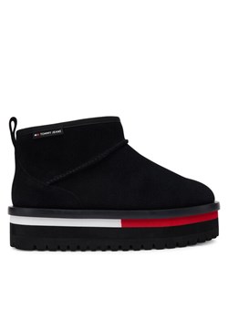 Śniegowce Tommy Jeans Tjw Flatform Snow Boot Suede EN0EN02841 Czarny ze sklepu eobuwie.pl w kategorii Śniegowce damskie - zdjęcie 186101055