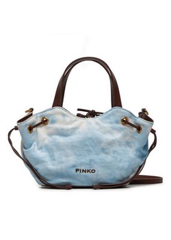 Torebka Pinko Pagoda Small Shopper PE 24 PLTT 102910 A1MB Błękitny ze sklepu eobuwie.pl w kategorii Torby Shopper bag - zdjęcie 186101139