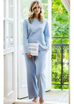 Bawełniana piżama damska na długi rękaw i długie spodnie stalowe Ksara, Kolor stalowy, Rozmiar S, Italian Fashion - id: 217155 - marki Italian Fashion - 186119297 Bawełniana piżama damska na długi rękaw i długie spodnie stalowe Ksara, Kolor stalowy, Rozmiar S, Italian Fashion ze sklepu Primodo w kategorii Piżamy damskie - zdjęcie 186119297