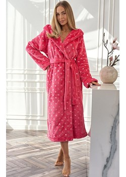 Długi szlafrok damski z kapturem malinowy 2551 Amira, Kolor malinowy, Rozmiar M, L&amp;L ze sklepu Primodo w kategorii Szlafroki damskie - zdjęcie 186119408