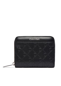 Portfel Calvin Klein Emblem Aop Embossed Zip Around LV04F1081G Czarny ze sklepu eobuwie.pl w kategorii Portfele damskie - zdjęcie 186124958