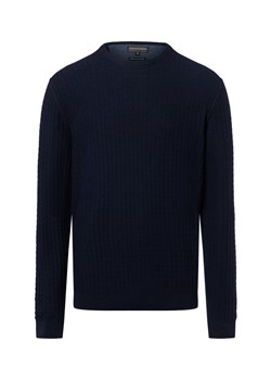 Finshley & Harding Sweter z zawartością kaszmiru Mężczyźni Bawełna granatowy wypukły wzór tkaniny ze sklepu vangraaf w kategorii Swetry męskie - zdjęcie 186126078