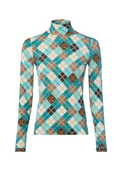 Marc Cain Damska koszulka z długim rękawem Kobiety Sztuczne włókno petrol w kratkę ze sklepu vangraaf w kategorii Bluzki damskie - zdjęcie 186126088