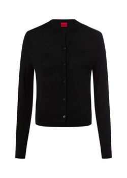 HUGO Kardigan damski z wełny dziewiczej - Sfabri Kobiety drobna dzianina czarny jednolity - id: 782394-0001-09920 - marki Hugo Boss - 186126095 HUGO Kardigan damski z wełny dziewiczej - Sfabri Kobiety drobna dzianina czarny jednolity ze sklepu vangraaf w kategorii Swetry damskie - zdjęcie 186126095