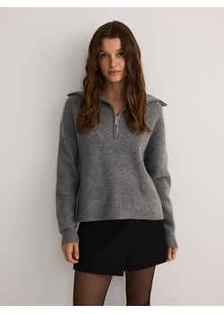 Reserved - Sweter z rozpinanym golfem - szary ze sklepu Reserved w kategorii Swetry damskie - zdjęcie 186127795