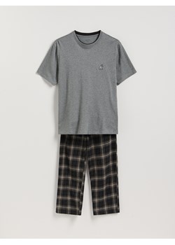 Reserved - Dwuczęściowa piżama z haftem - ciemnoszary ze sklepu Reserved w kategorii Piżamy męskie - zdjęcie 186128705
