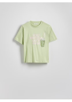 Reserved - T-shirt z haftem - jasnozielony ze sklepu Reserved w kategorii Bluzki damskie - zdjęcie 186128836
