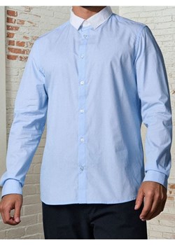Sinsay - Bawełniana koszula slim fit - błękitny ze sklepu Sinsay w kategorii Koszule męskie - zdjęcie 186130156