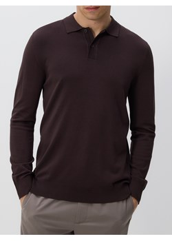 Reserved - Wiskozowy sweter polo - ciemnobrązowy ze sklepu Reserved w kategorii Swetry męskie - zdjęcie 186131309