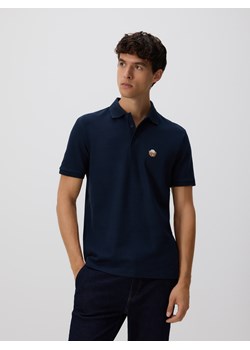 Reserved - Dzianinowa koszulka polo - granatowy ze sklepu Reserved w kategorii T-shirty męskie - zdjęcie 186131858
