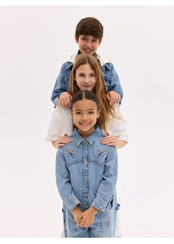 Reserved - Jeansowa koszula z haftowanymi kwiatami - niebieski ze sklepu Reserved w kategorii Koszule dziewczęce - zdjęcie 186131959