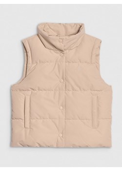 Dziewczęcy bezrękawnik puchowy 4F 4FJWSS25TVJAF167 - beżowy ze sklepu Sportstylestory.com w kategorii Kamizelki dziewczęce - zdjęcie 186132435
