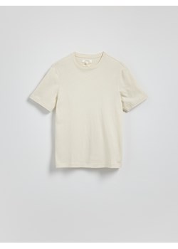Reserved - T-shirt regular z lnem - beżowy ze sklepu Reserved w kategorii T-shirty męskie - zdjęcie 186138215