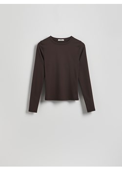 Reserved - Gładki longsleeve - ciemnobrązowy ze sklepu Reserved w kategorii Bluzki damskie - zdjęcie 186138417