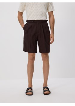 Reserved - Szorty regular z lnem - ciemnobrązowy ze sklepu Reserved w kategorii Spodenki męskie - zdjęcie 186138848