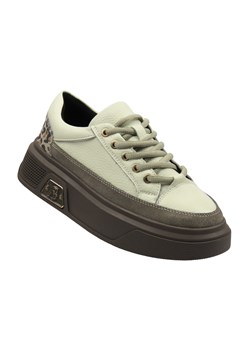 Skórzane sneakersy damskie na platformie beżowe Cambell 25-19343 ze sklepu ulubioneobuwie w kategorii Buty sportowe damskie - zdjęcie 186139277