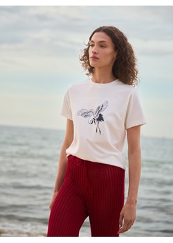 Reserved - T-shirt z nadrukiem - złamana biel ze sklepu Reserved w kategorii Bluzki damskie - zdjęcie 186142316