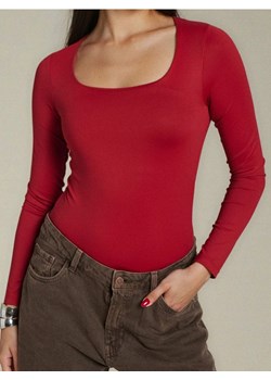 Sinsay - Body z długim rękawem - czerwony ze sklepu Sinsay w kategorii Bluzki damskie - zdjęcie 186143377