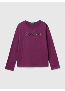 Benetton Koszulka w kolorze fioletowym ze sklepu Limango Polska w kategorii Bluzki dziewczęce - zdjęcie 186146519