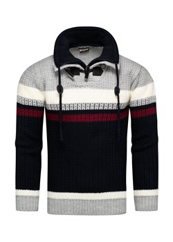 Gruby męski sweter z wywijanym golfem norweski styl Recea ze sklepu Recea.pl w kategorii Swetry męskie - zdjęcie 186147155