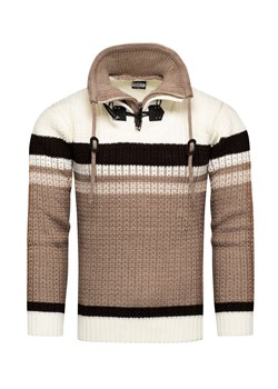 Gruby męski sweter w norweskim stylu z wywijanym kołnierzem Recea ze sklepu Recea.pl w kategorii Swetry męskie - zdjęcie 186147156