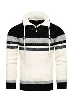 Gruby męski sweter w norweskim stylu z wywijanym kołnierzem Recea ze sklepu Recea.pl w kategorii Swetry męskie - zdjęcie 186147157