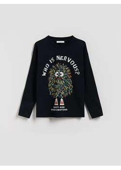 Reserved - Longsleeve z nadrukiem - czarny ze sklepu Reserved w kategorii Bluzki dziewczęce - zdjęcie 186148317