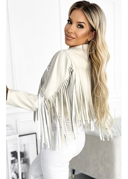 Ramoneska z frędzlami z eco skóry 624-1, Kolor beżowy, Rozmiar one size, NUMOCO BASIC ze sklepu Primodo w kategorii Kurtki damskie - zdjęcie 186153509