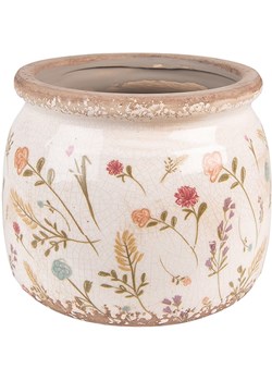 Clayre &amp; Eef Doniczka w kolorze białym ze wzorem - wys. 15 x Ø 13 cm ze sklepu Limango Polska w kategorii Doniczki i osłonki - zdjęcie 186156429