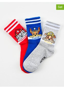 Disney Paw Patrol Skarpety (3 pary) &quot;Psi Patrol&quot; w kolorze jasnoszaro-niebiesko-czerwonym ze sklepu Limango Polska w kategorii Skarpetki dziecięce - zdjęcie 186160379