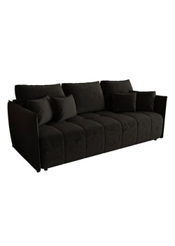 Czarna welurowa sofa tapicerowana z pojemnikiem H4-P61 - id: 53019 - marki Elior - 186164005 Czarna welurowa sofa tapicerowana z pojemnikiem H4-P61 ze sklepu Edinos.pl w kategorii Sofy i kanapy - zdjęcie 186164005
