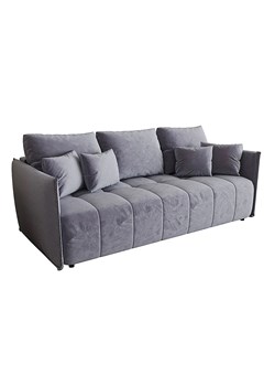 Szara welurowa sofa rozkładana z pojemnikiem W8-K60 - id: 53021 - marki Elior - 186164017 Szara welurowa sofa rozkładana z pojemnikiem W8-K60 ze sklepu Edinos.pl w kategorii Sofy i kanapy - zdjęcie 186164017