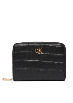 Calvin Klein Portfel Ck Croc Medium Flap Zip Around LV04F1095G Czarny ze sklepu MODIVO w kategorii Portfele damskie - zdjęcie 186167335