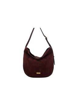 Duża torebka zamszowa na ramię - Bordowa ze sklepu butyolivier w kategorii Torebki worki - zdjęcie 186169558