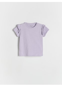 Reserved - Bawełniany t-shirt z falbankami - lawendowy ze sklepu Reserved w kategorii Bluzki dziewczęce - zdjęcie 186170579