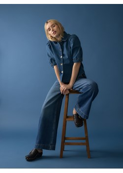 Reserved - Jeansowa koszula z bufkami - niebieski ze sklepu Reserved w kategorii Koszule damskie - zdjęcie 186178195