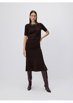 Reserved - Dzianinowa spódnica z domieszką wełny - ciemnobrązowy - id: 809DH-89X - marki Reserved - 186178235 Reserved - Dzianinowa spódnica z domieszką wełny - ciemnobrązowy ze sklepu Reserved w kategorii Spódnice - zdjęcie 186178235