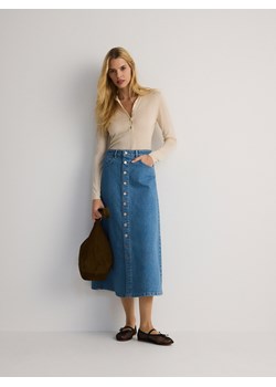 Reserved - Jeansowa spódnica midi z guzikami - niebieski - id: 9419B-50J - marki Reserved - 186178445 Reserved - Jeansowa spódnica midi z guzikami - niebieski ze sklepu Reserved w kategorii Spódnice - zdjęcie 186178445