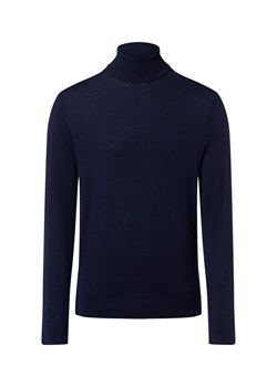 Selected Męski sweter z golfem wykonany z wełny merynosów - SLHTray Mężczyźni drobna dzianina granatowy jednolity ze sklepu vangraaf w kategorii Swetry męskie - zdjęcie 186178675