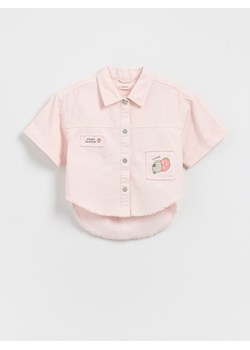 Reserved - Koszula z haftem Pusheen - pastelowy róż ze sklepu Reserved w kategorii Koszule dziewczęce - zdjęcie 186184116