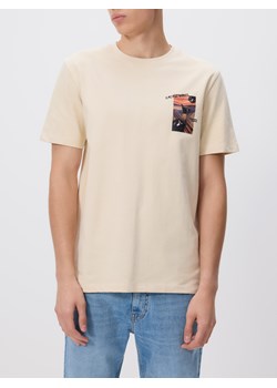 Reserved - T-shirt regular z nadrukiem - beżowy ze sklepu Reserved w kategorii T-shirty męskie - zdjęcie 186188629