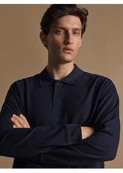 Reserved - Bawełniany longsleeve polo - granatowy ze sklepu Reserved w kategorii T-shirty męskie - zdjęcie 186188989