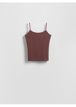 Reserved - Bawełniany top - ciemnobrązowy ze sklepu Reserved w kategorii Bluzki damskie - zdjęcie 186189455