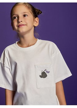 Reserved - Bawełniany t-shirt Pusheen - złamana biel ze sklepu Reserved w kategorii Bluzki dziewczęce - zdjęcie 186189469