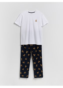 Reserved - Dwuczęściowa piżama z nadrukiem - biały ze sklepu Reserved w kategorii Piżamy męskie - zdjęcie 186190827