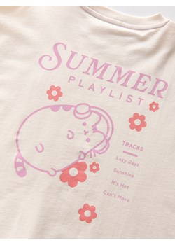 Reserved - Bawełniany t-shirt Pusheen - złamana biel ze sklepu Reserved w kategorii Bluzki dziewczęce - zdjęcie 186190968
