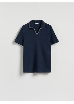 Reserved - Strukturalna koszulka polo - granatowy ze sklepu Reserved w kategorii T-shirty męskie - zdjęcie 186193845