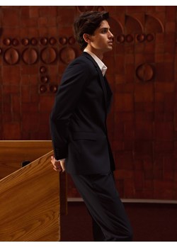 Reserved - Marynarka slim fit z wiskozą - granatowy ze sklepu Reserved w kategorii Marynarki męskie - zdjęcie 186194585