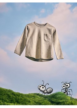 Reserved - Bawełniany longsleeve z nadrukiem - ciemnozielony ze sklepu Reserved w kategorii T-shirty chłopięce - zdjęcie 186195115